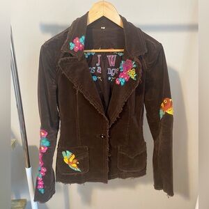 Johnny Was Y2K Embroidered Corduroy Blazer Jacket